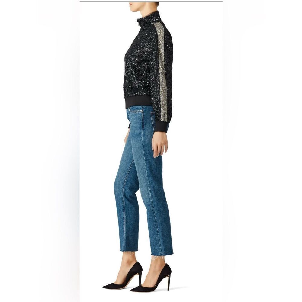 Zadig & Voltaire Baby Sequin Deluxe Bomber Jacket Black with silver stripe